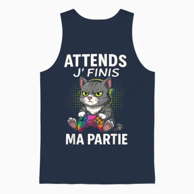 Wait I'm Finishing My Party Geek Video Games Chat Gamer Unisex Tank Top - Navy