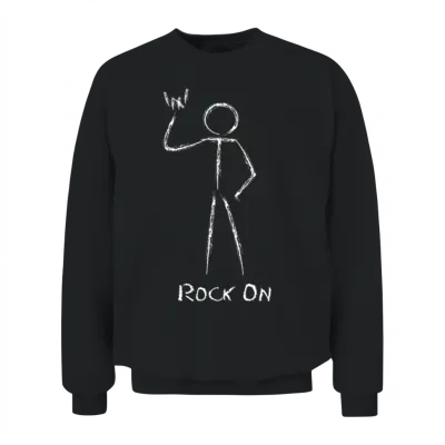 Stickman Rock On Unisex Sweatshirt - Black