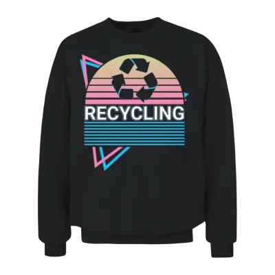 Recycling Recycle Retro Unisex Sweatshirt - Black