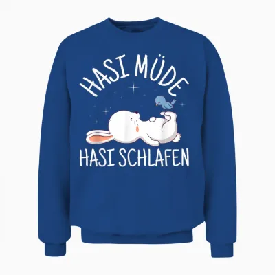 Hasi Tired Hasi Sleeping Bunny Sleepwear Sleep T-Shirt, Black Unisex Sweatshirt - Royal