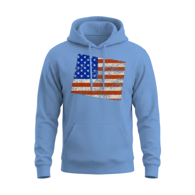 Wyoming Home Usa Flag Gift Unisex Hoodie - Carolina Blue