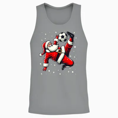 Santa Plays Soccer Bicycle Kick, Christmas Women Men Unisex Tank Top - Sport Grey