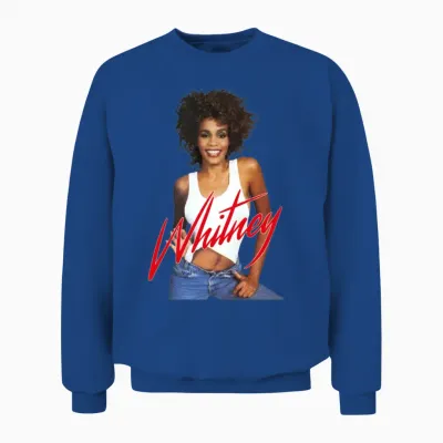 Whitney Houston Photo with Pink Nameplate Unisex Sweatshirt - Royal