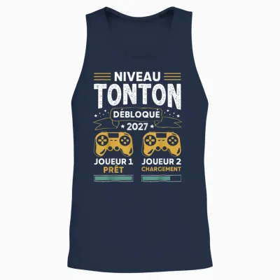Niveau Tonton Débloqué 2027 Tu Vas être Futur Tonton Gamer Unisex Tank Top - Navy