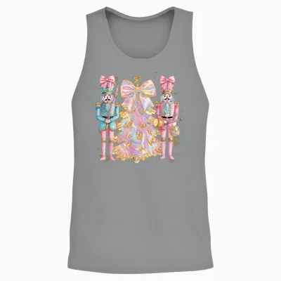 Coquette Christmas Tree Pink Nutcrackers Women Kids Girls Unisex Tank Top - Sport Grey