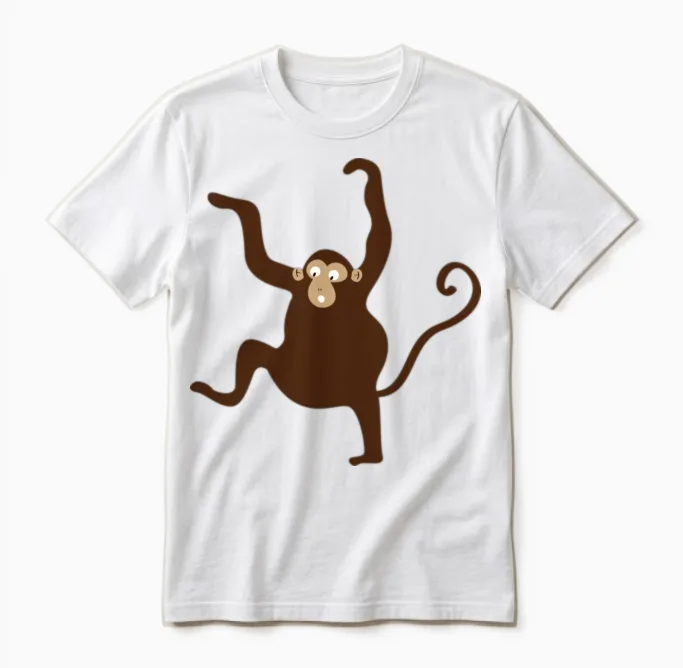 Funny Minimal Monkey Unisex T-Shirt in White