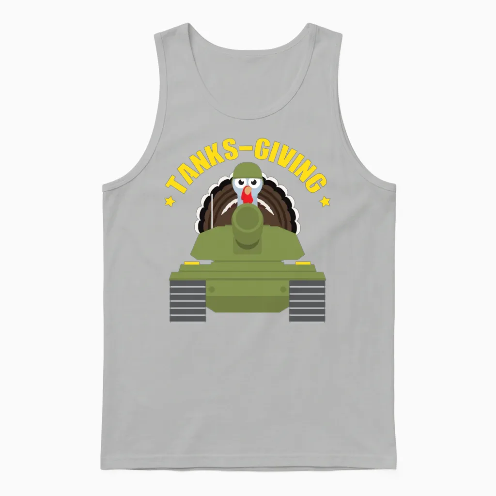 Tanks Giving Thanksgiving Turkey Tank Military Unisex Tank Top in Ash