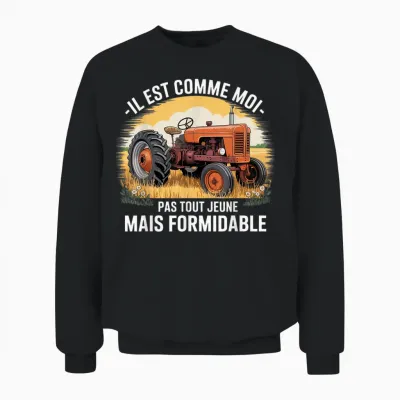 Old Tractor Not All Young but Great Gift Men Unisex Sweatshirt - Black