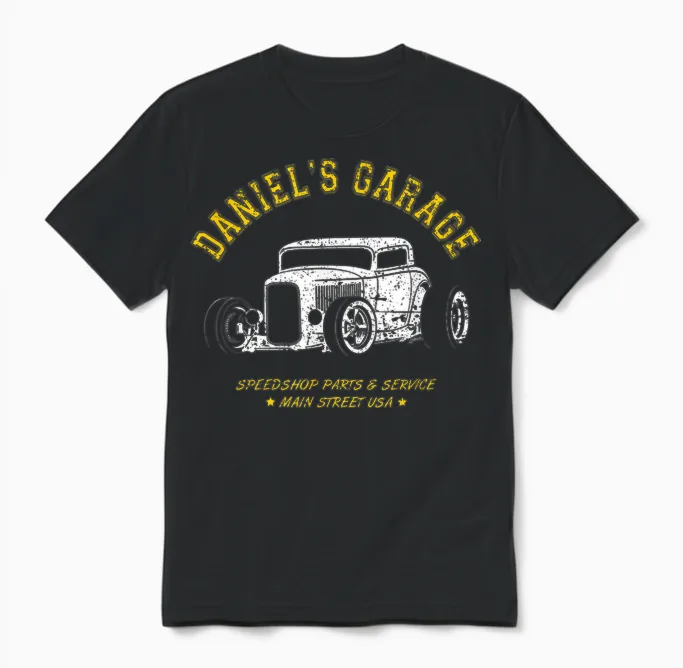Daniel's Garage Hotrod Car Design Pour Le Nom Daniel Unisex T-Shirt in Black