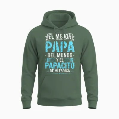 El Mejor Papa Del Mundo Camisa Para El Dia Del Padre Español Unisex Hoodie - Military Green