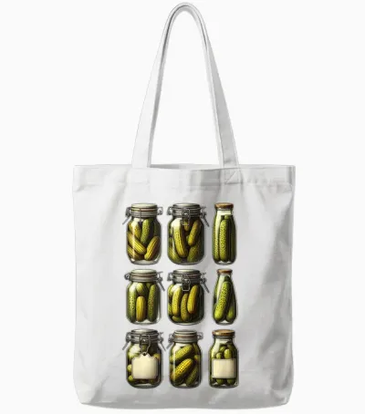 Canned Pickle Jar for Cucumber Lovers Tote Bags - White