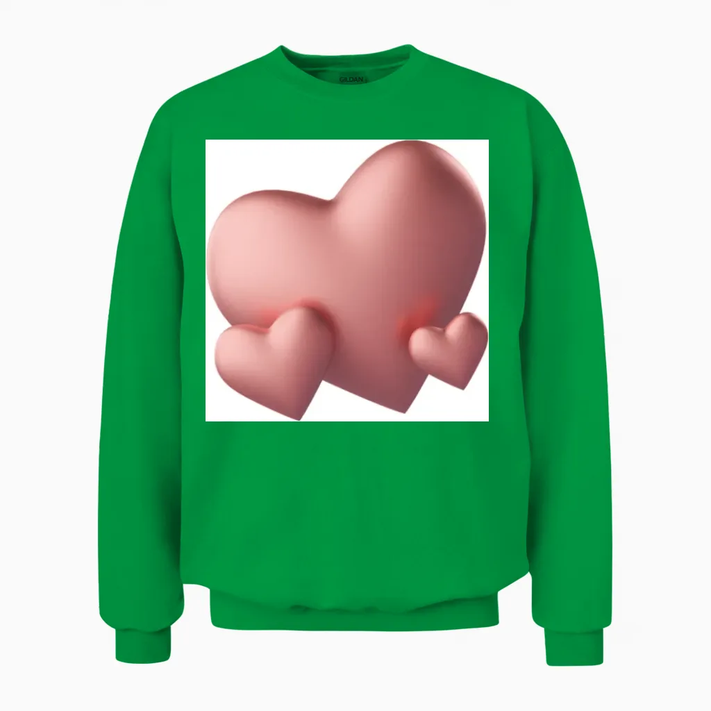 Heart Design Unisex Sweatshirt in Irish Green