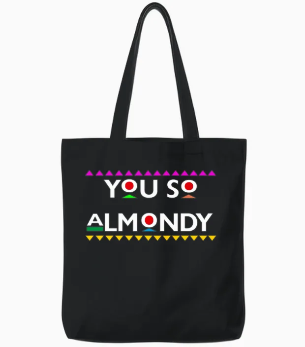 Hey Almond Tote Bags in Black