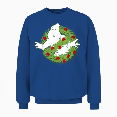 Ghostbusters Classic Logo Christmas Wreath Graphic Unisex Sweatshirt - Royal