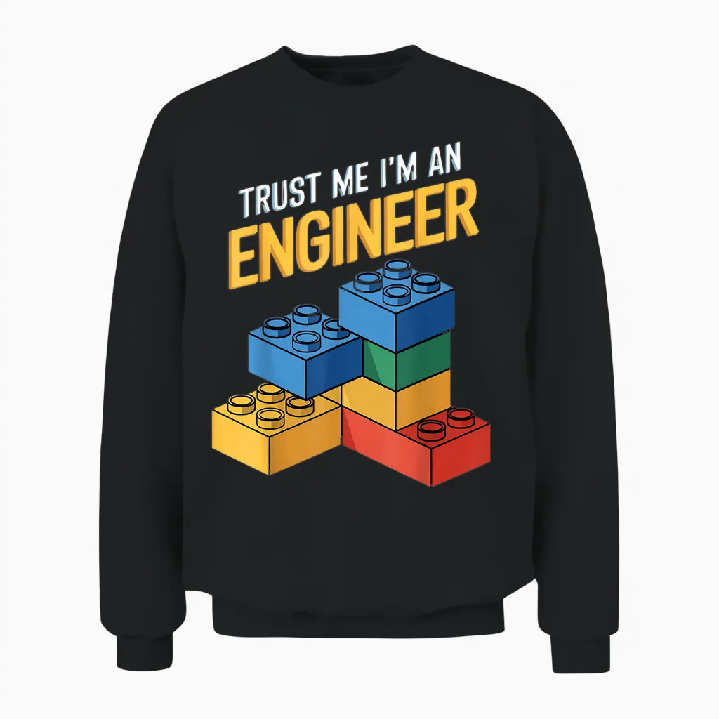 I'm an Engineer Kids Brick Builder Bricks Building Blocks Unisex Sweatshirt in Black