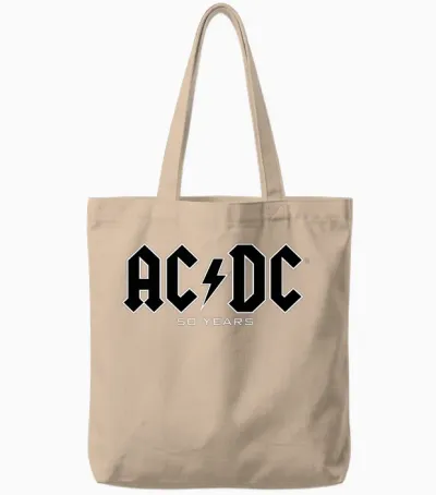 Ac/dc - Histoire Des Logos 50 Ans T-Shirt Haut De Gamme Tote Bags - Natural