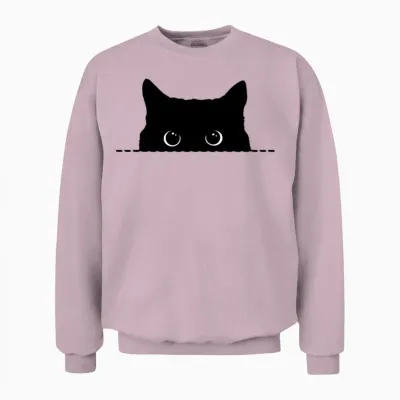 Black Cat Hello Unisex Sweatshirt - Light Pink