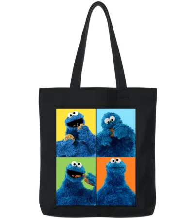 Sesame Street Four Poses of Cookie Monster Tote Bags - Black