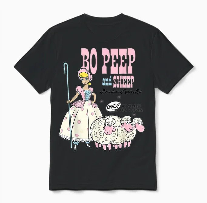 Disney Pixar Toy Story 4 Bo Peep and Sheep Advertisement Unisex T-Shirt in Black