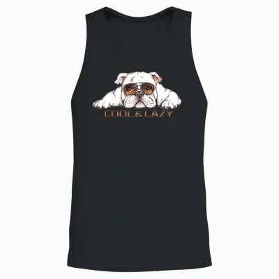 Funny Lazy Bulldog Unisex Tank Top - Black
