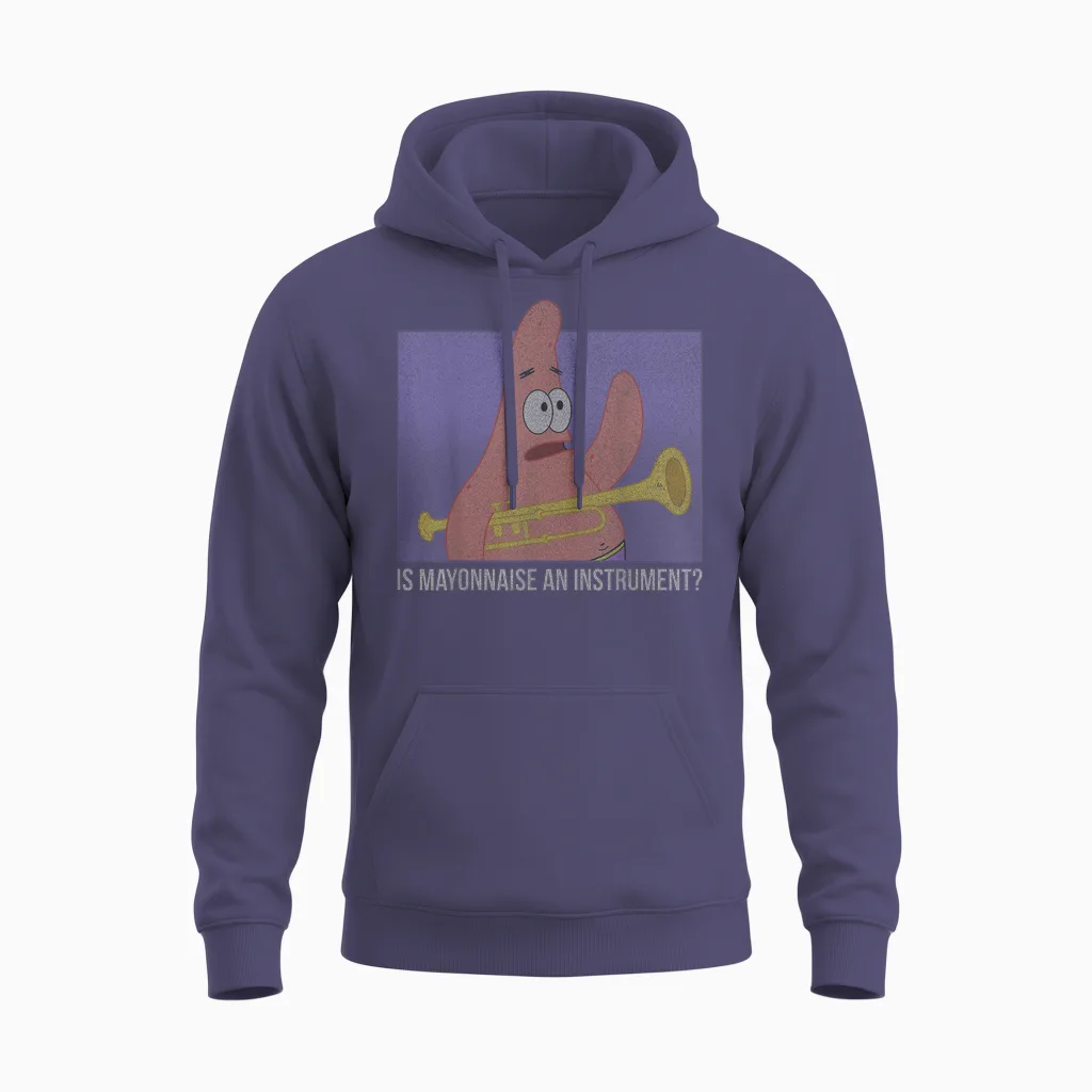Spongebob Squarepants Patrick Is Mayonnaise an Instrument T-Shirt Small Unisex Hoodie in Heather Sport Dark Navy