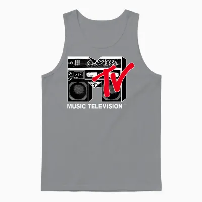 Mtv Logo Red Boombox Graphic Unisex Tank Top - Sport Grey