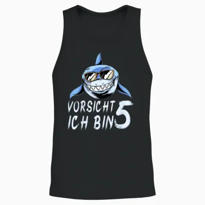 Kinder Hai 5 Jahre Geburtstagsshirt Junge Haifisch Hai 5 Geburtstag Unisex Tank Top - Black