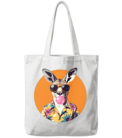 Hawaiian Kangaroo Pop Art Tote Bags - White