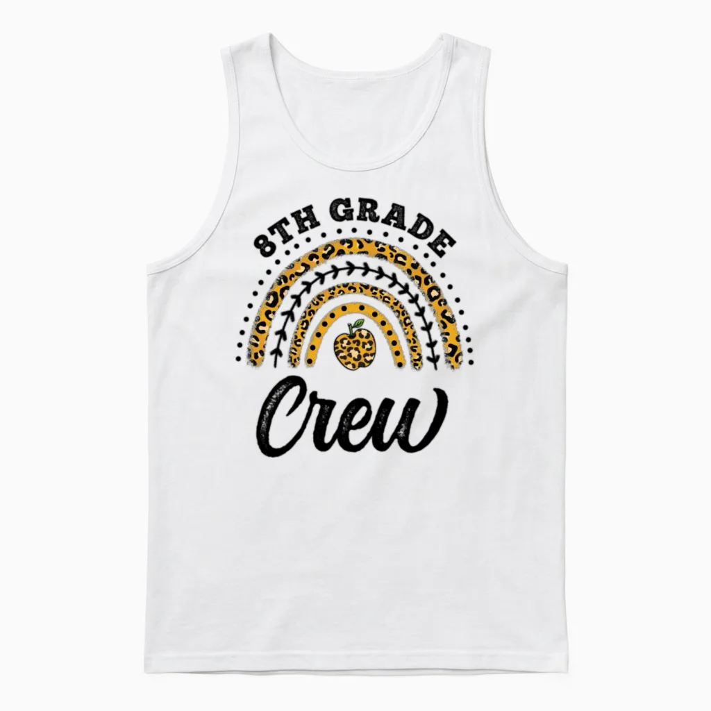 8th Grade Crew Rainbow 8th Grade Back to School Unisex Tank Top in White