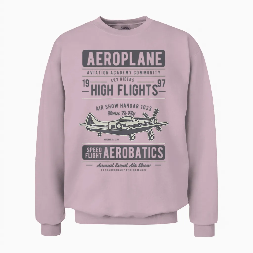 Sky Riders Voltige Avion Amoureux Avion Pilot Unisex Sweatshirt in Light Pink