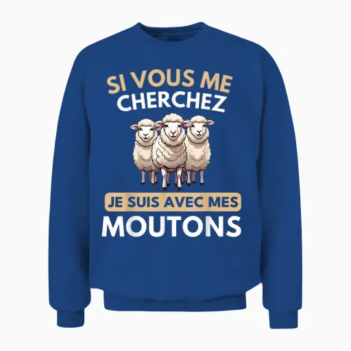 Funny Gift Mouton Ferme Animaux éleveur Agriculteur Homme T-Shirt, Black, S Unisex Sweatshirt - Royal