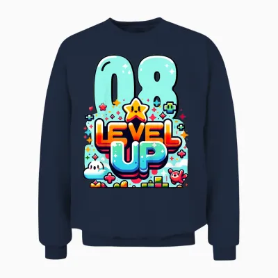 Level Up 8 Jahre Kinder Gaming 8. Geburtstag Jungs Unisex Sweatshirt - Navy