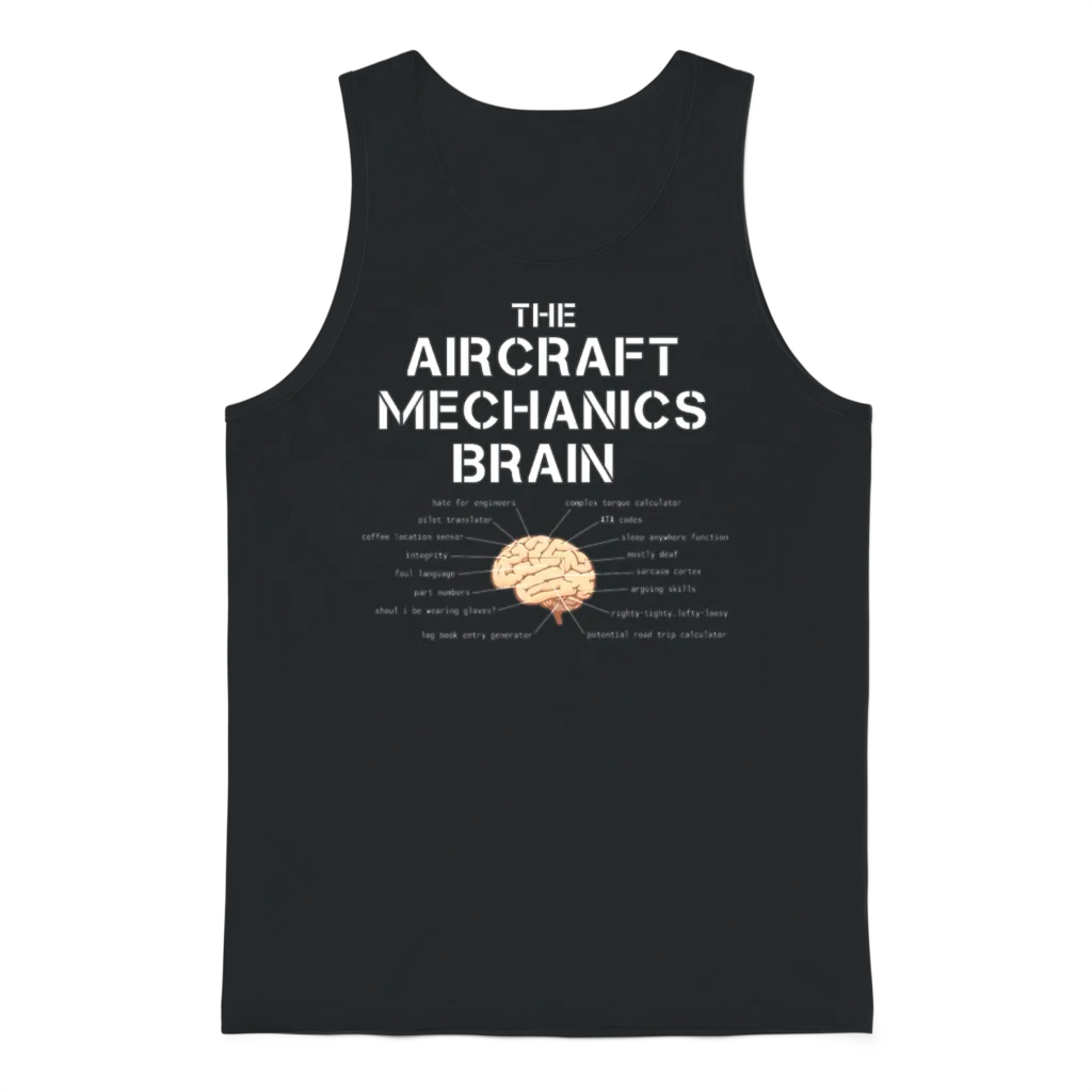Aircraft Mechanics Brain Funny Airplane Helicopter Unisex Tank Top - Black