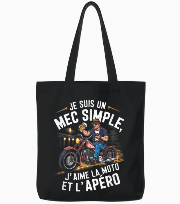 I Am a Simple Guy Motorcycle and Aperitif Retro Vintage Fan Humor T-Shirt, Black, S Tote Bags in Black