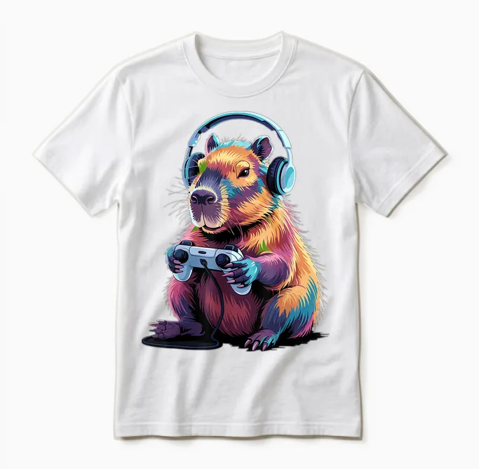Lustiges Capybara Gamers Tierspiel Für Jungen Und Mädchen Unisex T-Shirt in White