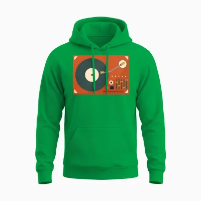 Retro Vinyl Record Player Unisex Hoodie - Irish Green