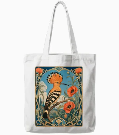 Huppe Oiseau Art Nouveau Floral Style Vintage Tote Bags - White