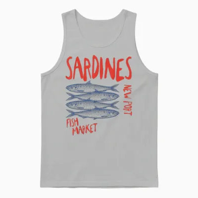 Sardines Fish Retro Vintage Sea Summer Unisex Tank Top - Ash