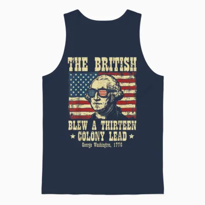 British Blew 13 Colony Lead Washington 4th of July Men Women Unisex Tank Top - Navy