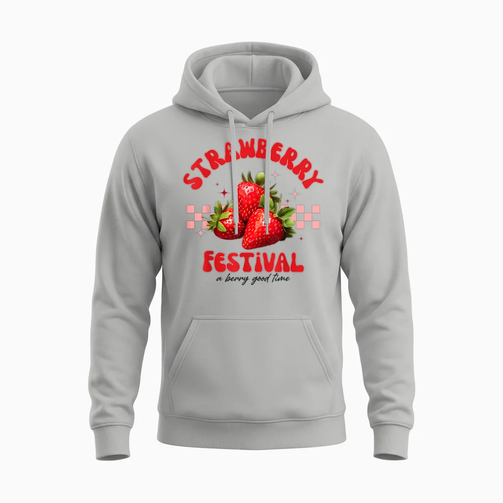 Strawberry Festival a Berry Good Time Strawberries Season Unisex Hoodie in Ash