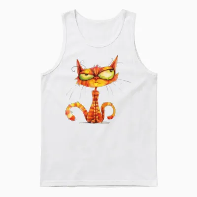 Funny Cat Unisex Tank Top - White