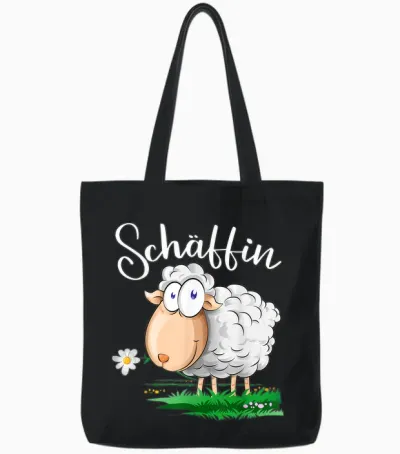 T-Shirt with German Text "sheep Says" [german Language], Black Tote Bags - Black