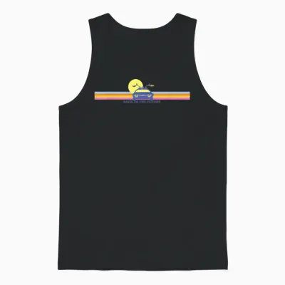 Back to the Future Delorean Retro Chest Strips T-Shirt, White, S Unisex Tank Top - Black