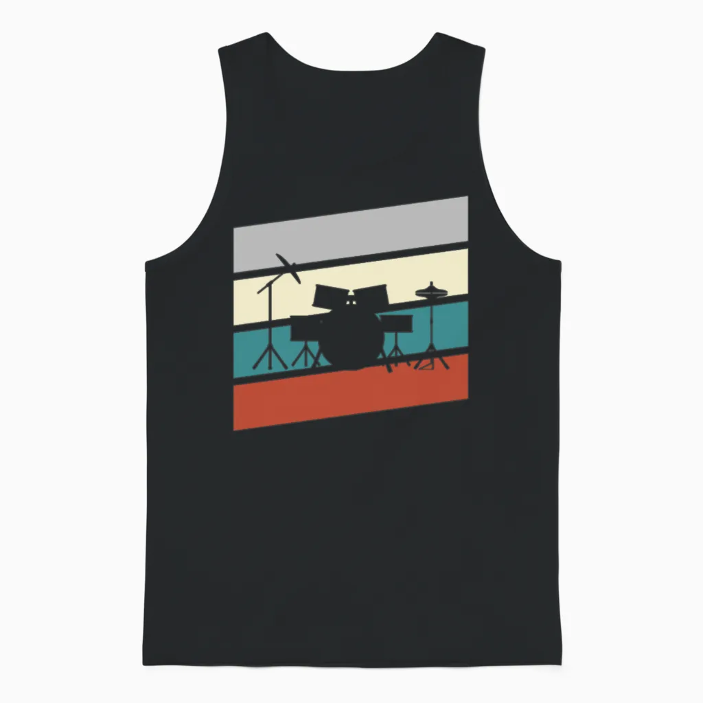 Drums Retro Unisex Tank Top in Black