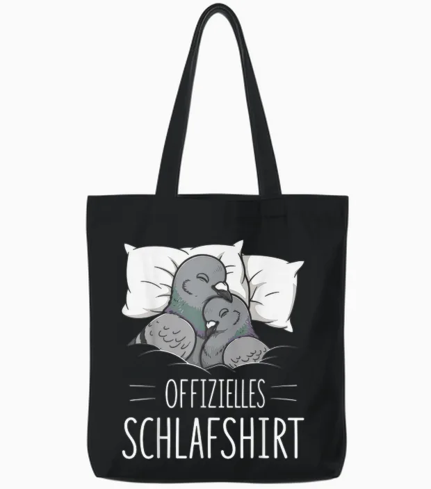 Offizielles Schlafshirt Taube Vogel Pyjama Schlafanzug Tote Bags in Black