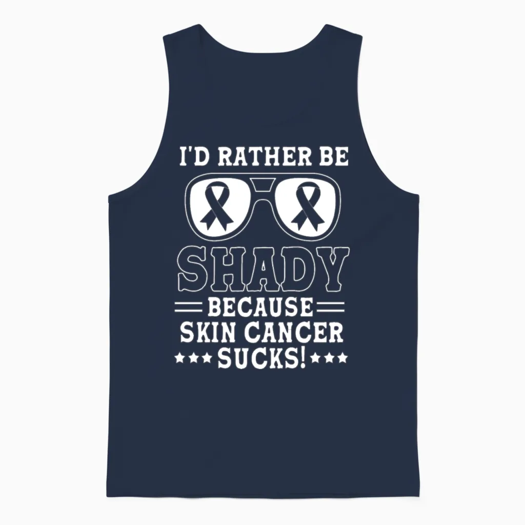 Id Rather Be Shady Funny Cancer Warrior Melanoma Unisex Tank Top in Navy