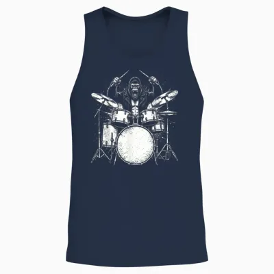 Gorilla Drummer Rock Wild Animal Jouant De La Batterie Unisex Tank Top - Navy