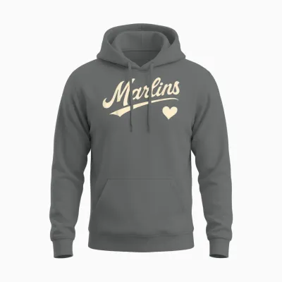 Marlins Retro Typography Tee with Heart Gift for Men Women Unisex Hoodie - Graphite Heather