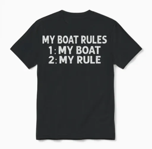My Boat Rules 1: My Boat 2: My Rule - Funny Fisher Unisex T-Shirt in Black