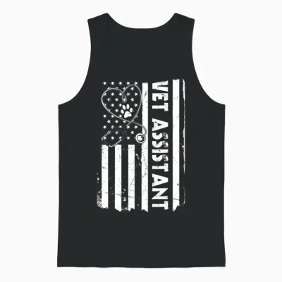 Usa Flag Veterinary Assistant Unisex Tank Top - Black